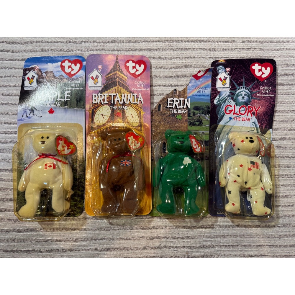 Ty Teenie Beanie Babies McDonald's 1999 International Bears Set of 4‎ Sealed